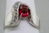 14k cabochon ruby and diamond ring