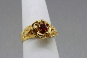 14k 3D flower ring with a Ruby
