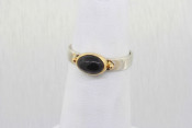 14k and silver cabochon onyx ring