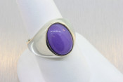 silver cabochon purple Kunzite ring