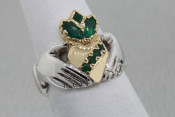14k two toned emerald Claddagh ring