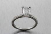 14k Emerald Cut Solitaire with Diamond Band