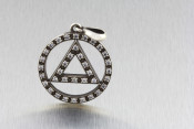 Silver AA Triangle and Circle with Cubic Zirconias or CZs