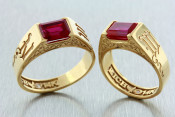 14k ruby initial rings