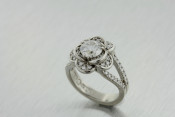 14k diamond flower halo ring