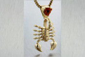 14k 3D scorpion pendant with gemstone bail