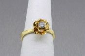14k 3D Rose Ring with a Diamond