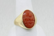 14k carved jade ring