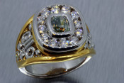 1.57 ct Green Diamond Platinum and 24k Gold Ring