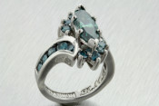 Platinum Blue Diamond Ring
