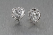 14k white gold and diamond heart earrings