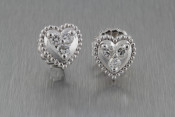 14k white gold and diamond heart earrings