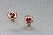 14k rose gold and ruby heart earrings