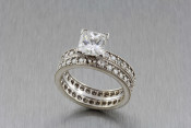 14k and platinum diamond eternity ring with princess cut diamond