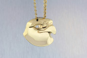 14k eagle head pendant with diamond eye