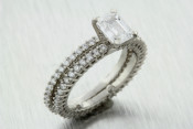 14k white gold emerald cut diamond wedding set