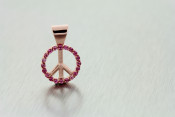 14k rose gold pink diamond peace sign