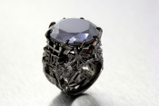 18k black diamond black gold ring