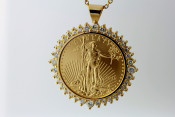 diamond gold Lady Liberty coin bezel