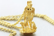 24k St Lazarus Pendant front with chain