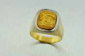 14k two tone signet ring