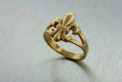 14k yellow gold fleur de lis ring