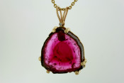 14k watermelon tourmaline pendant