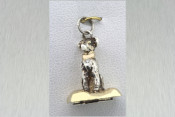 Silver and Gold Retriever Pendant with 0.005ct Diamond