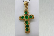 18k vine wrapped emerald cross pendant